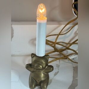 Vintage Brass Teddy Bear Lamp Works Nursery Log Cabin